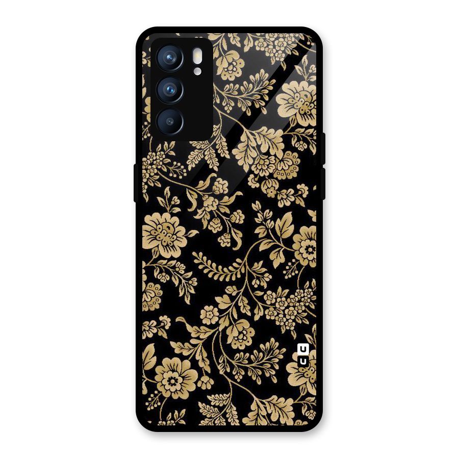Aesthetic Golden Design Glass Back Case for Oppo Reno6 5G