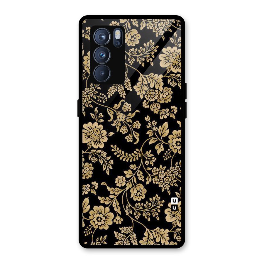 Aesthetic Golden Design Glass Back Case for Oppo Reno6 Pro 5G