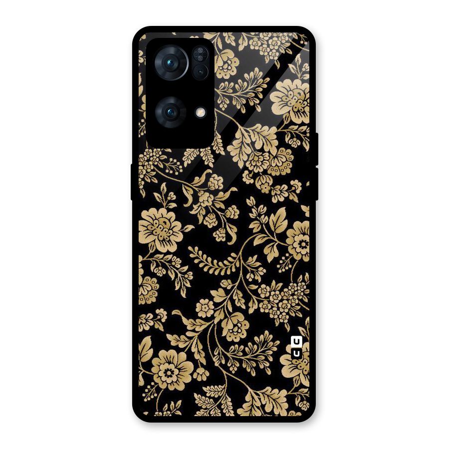 Aesthetic Golden Design Glass Back Case for Oppo Reno7 Pro 5G