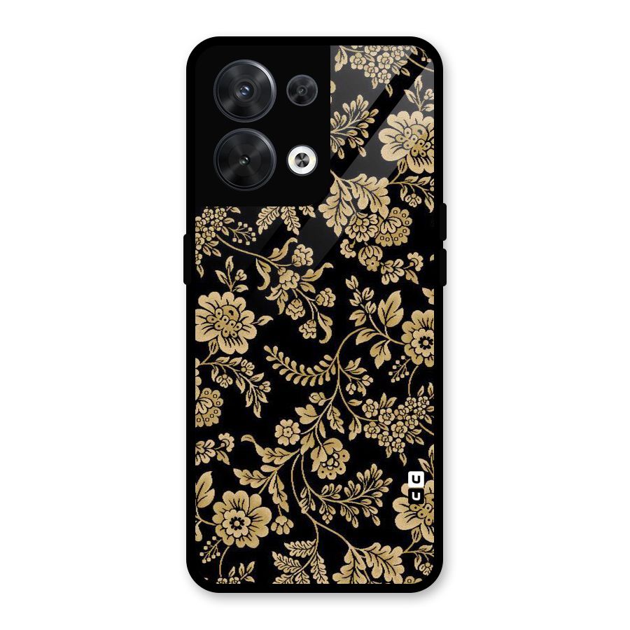 Aesthetic Golden Design Glass Back Case for Oppo Reno8 5G
