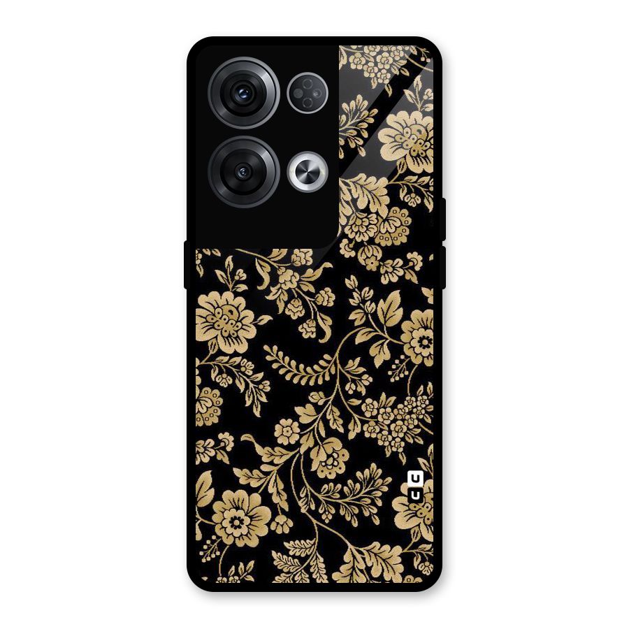 Aesthetic Golden Design Glass Back Case for Oppo Reno8 Pro 5G