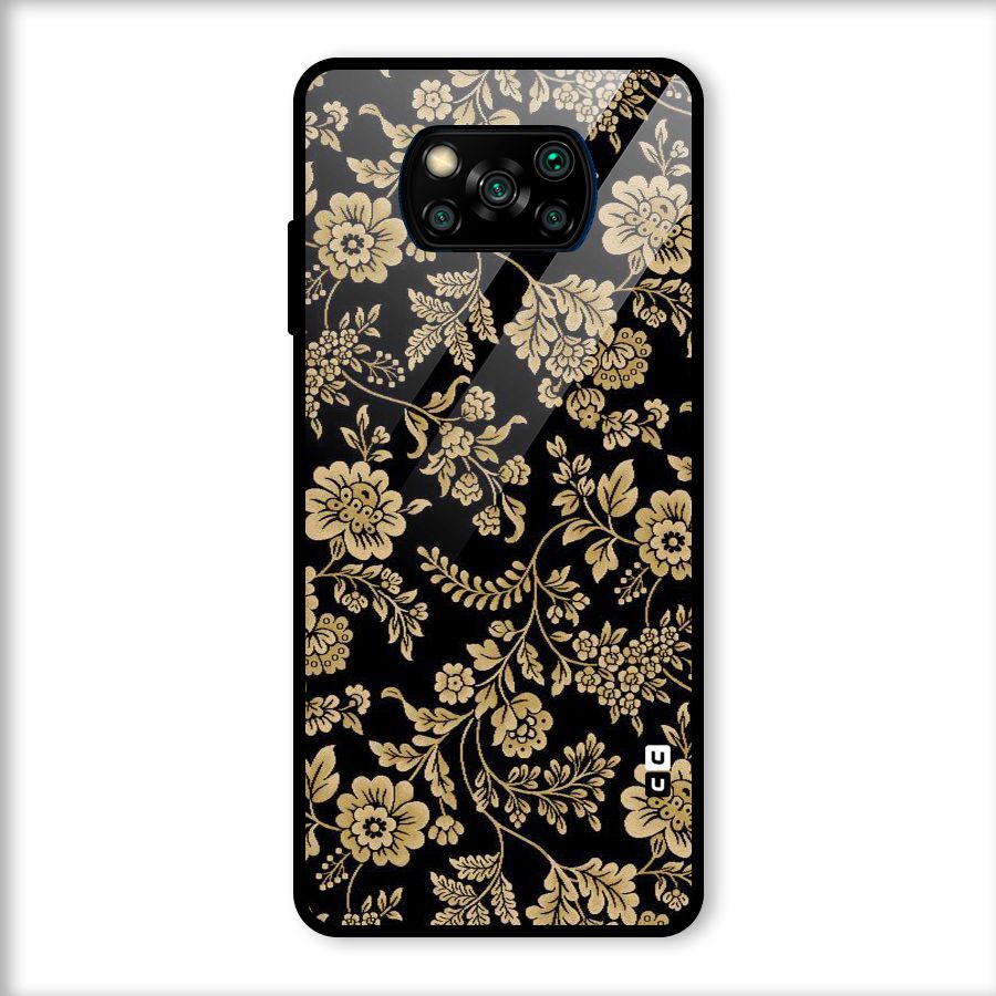Aesthetic Golden Design Glass Back Case for Poco X3