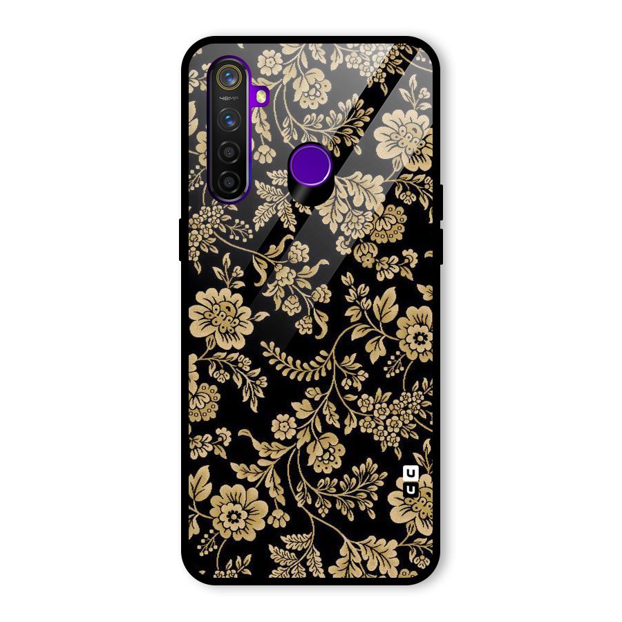 Aesthetic Golden Design Glass Back Case for Realme 5 Pro