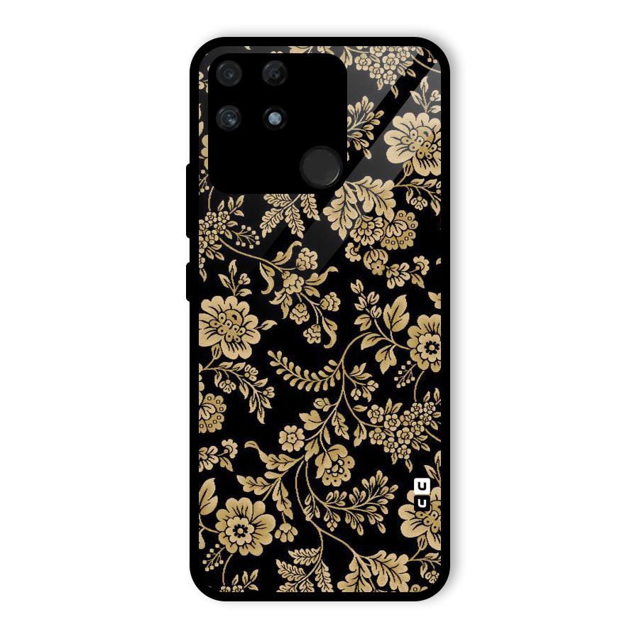 Aesthetic Golden Design Glass Back Case for Realme Narzo 50A