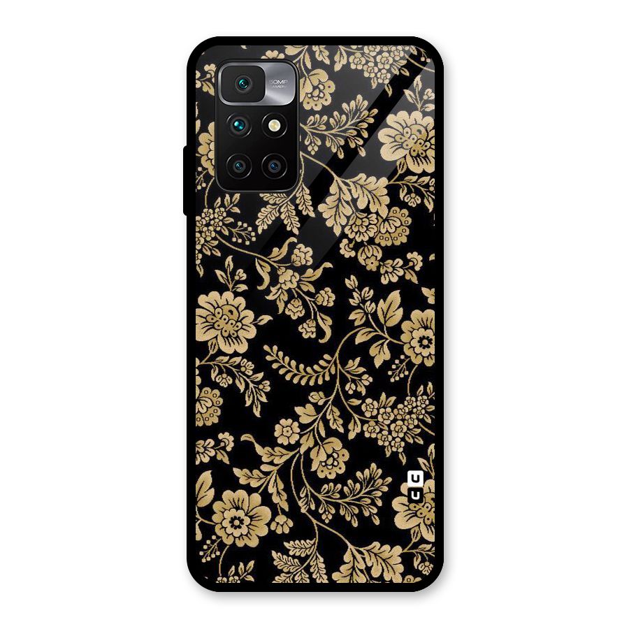 Aesthetic Golden Design Glass Back Case for Redmi 10 Prime