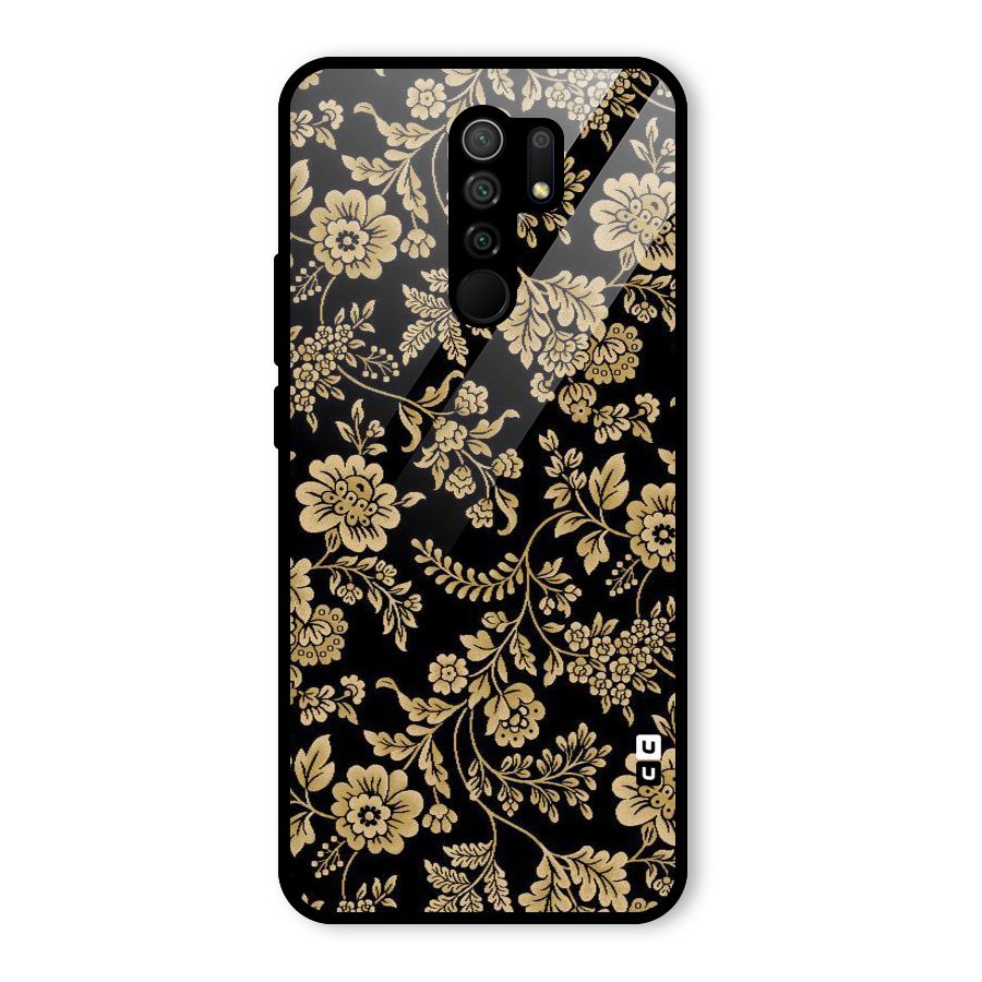 Aesthetic Golden Design Glass Back Case for Redmi 9 Prime
