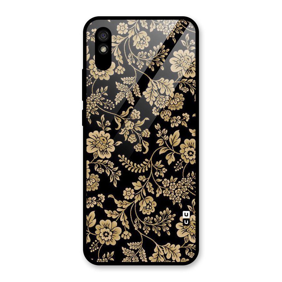 Aesthetic Golden Design Glass Back Case for Redmi 9i