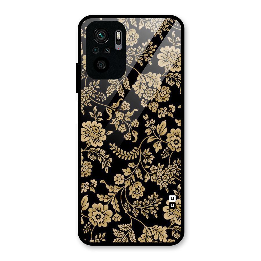 Aesthetic Golden Design Glass Back Case for Redmi Note 10