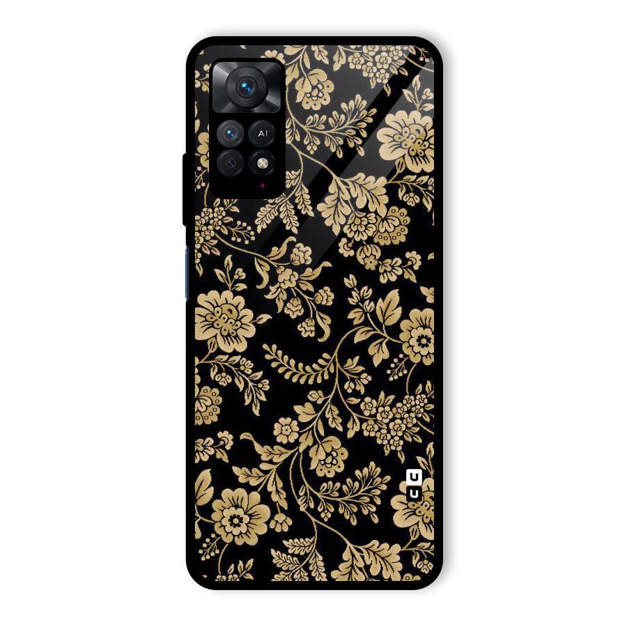 Aesthetic Golden Design Glass Back Case for Redmi Note 11 Pro