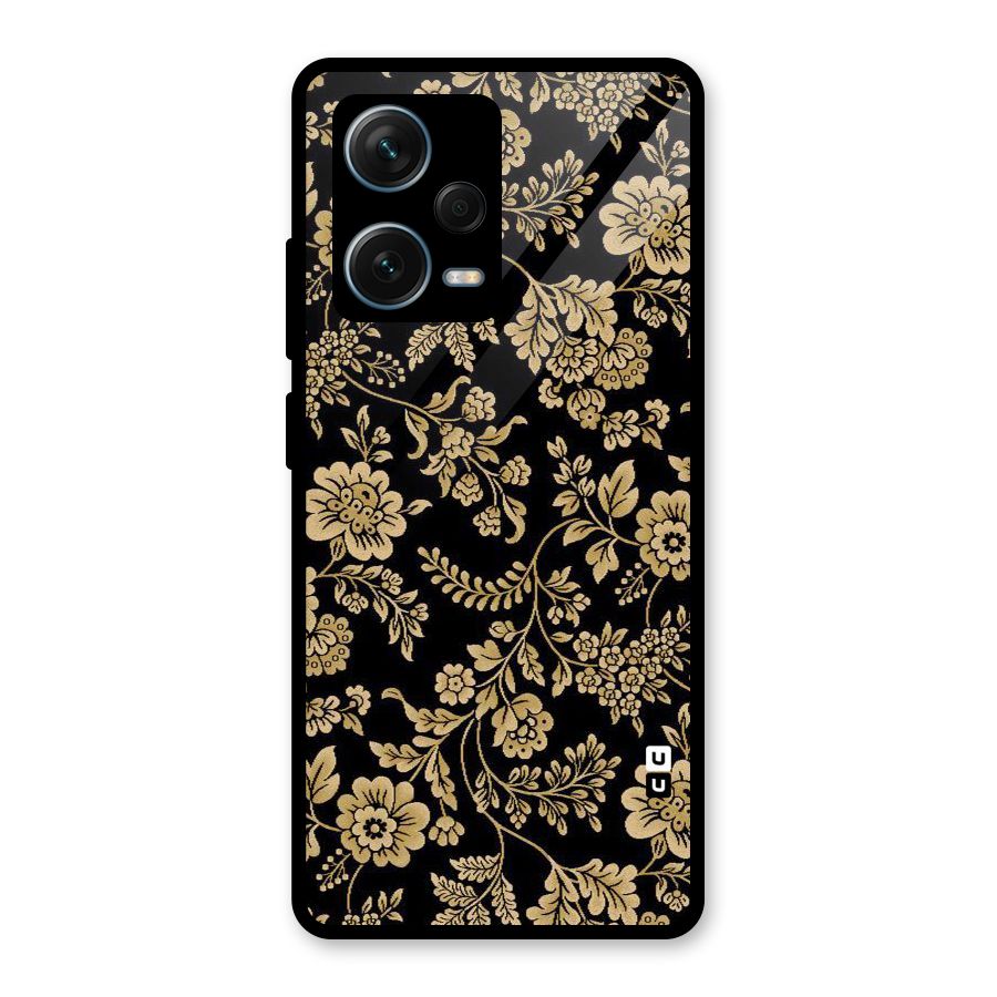Aesthetic Golden Design Glass Back Case for Redmi Note 12 Pro Plus 5G