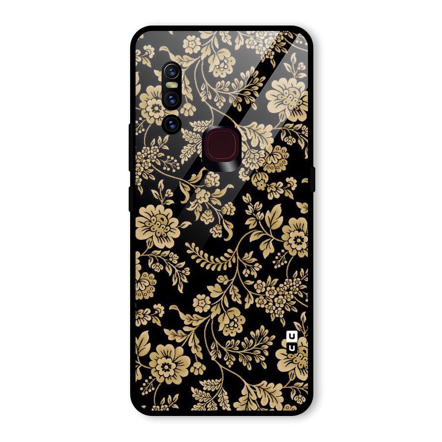 Aesthetic Golden Design Glass Back Case for Vivo V15
