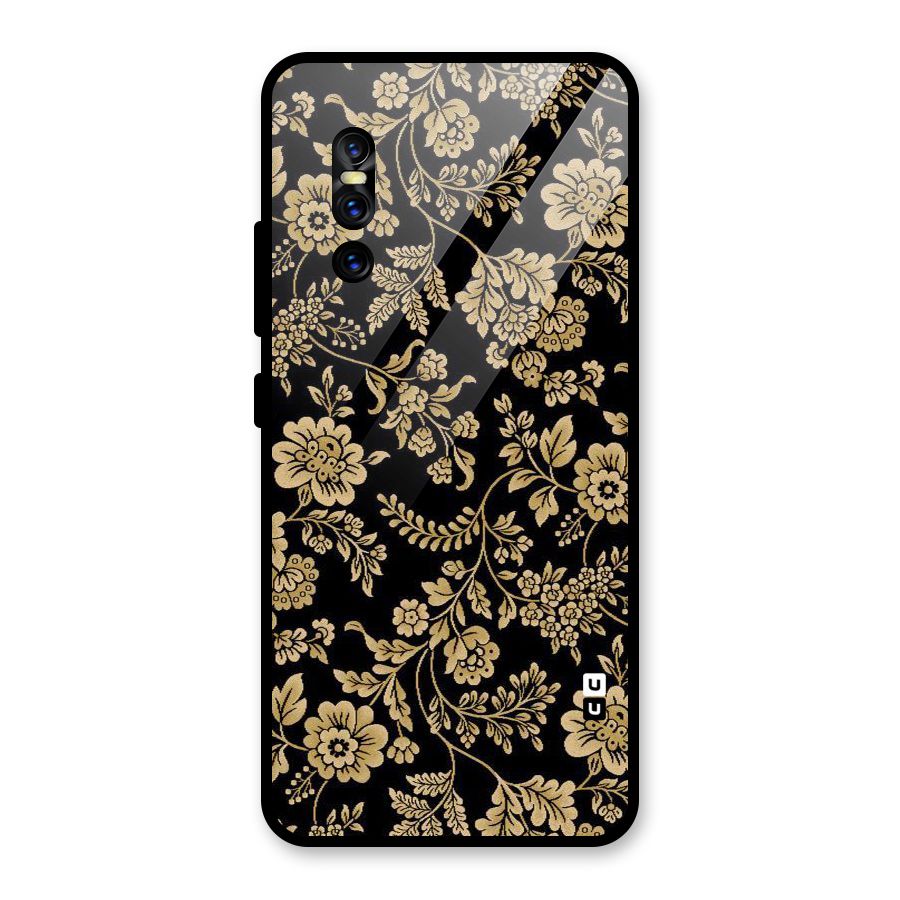 Aesthetic Golden Design Glass Back Case for Vivo V15 Pro