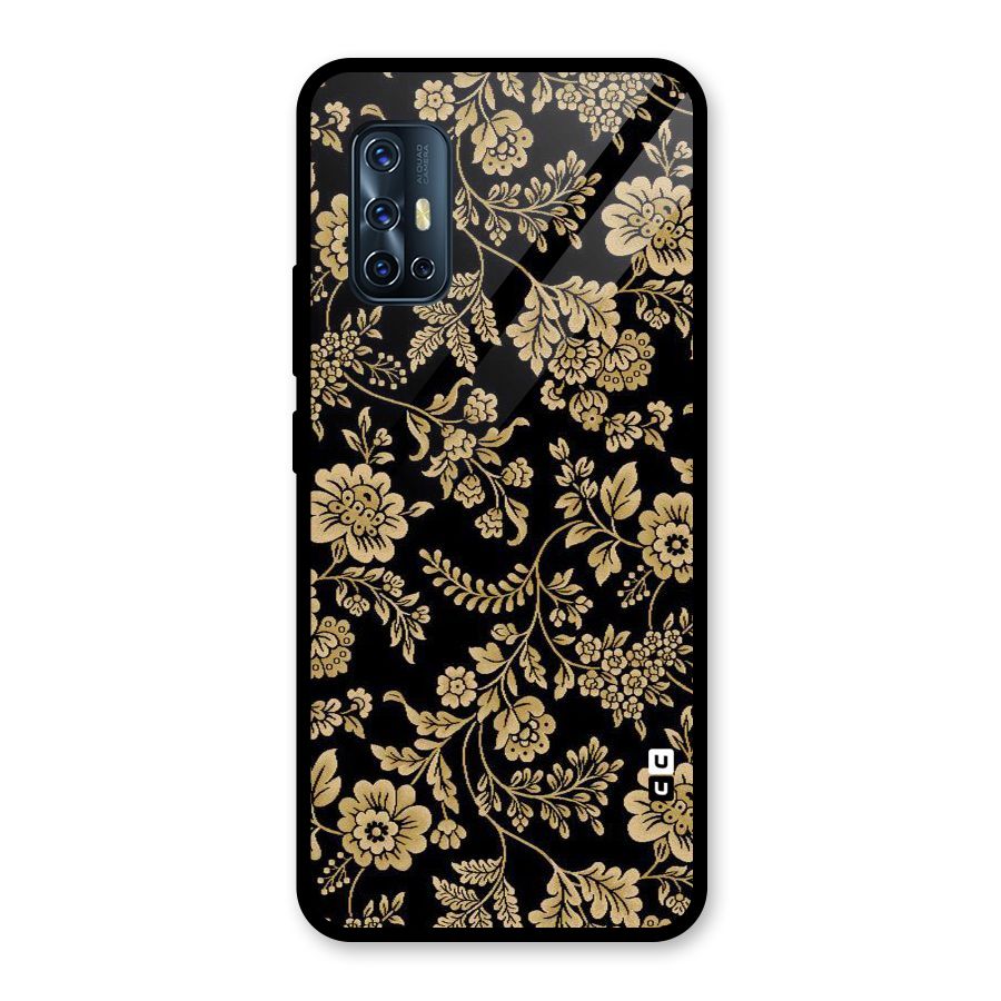 Aesthetic Golden Design Glass Back Case for Vivo V17