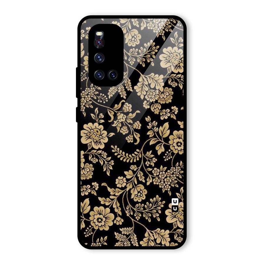 Aesthetic Golden Design Glass Back Case for Vivo V19