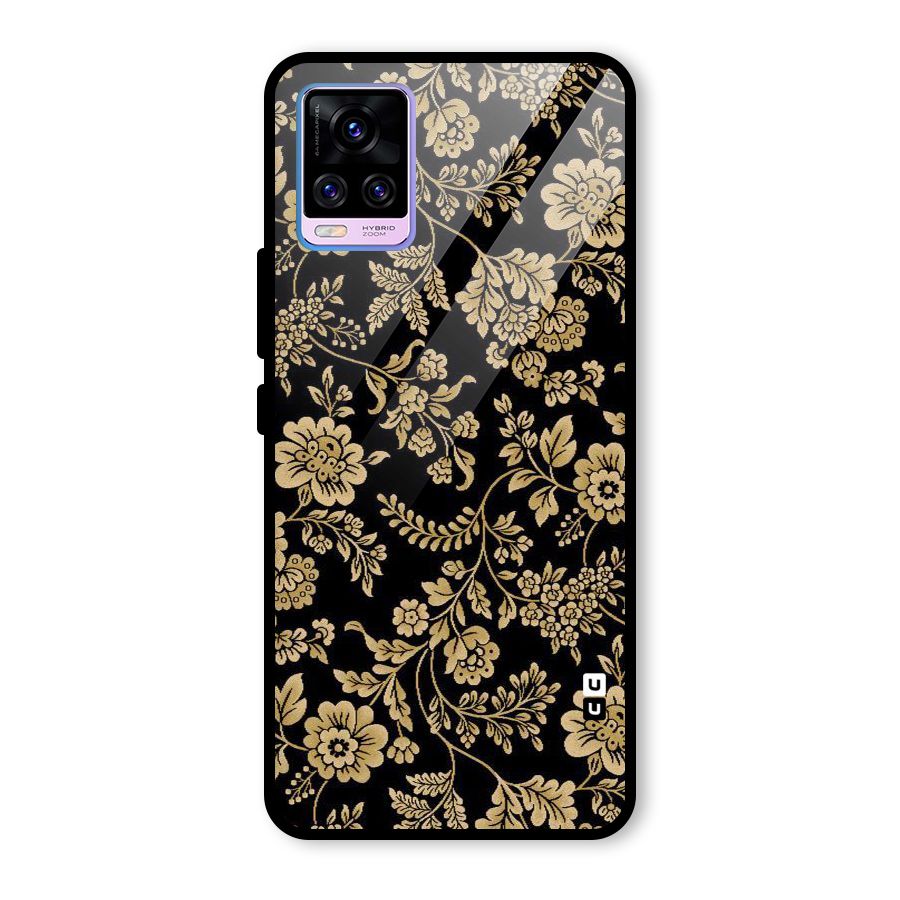 Aesthetic Golden Design Glass Back Case for Vivo V20 Pro