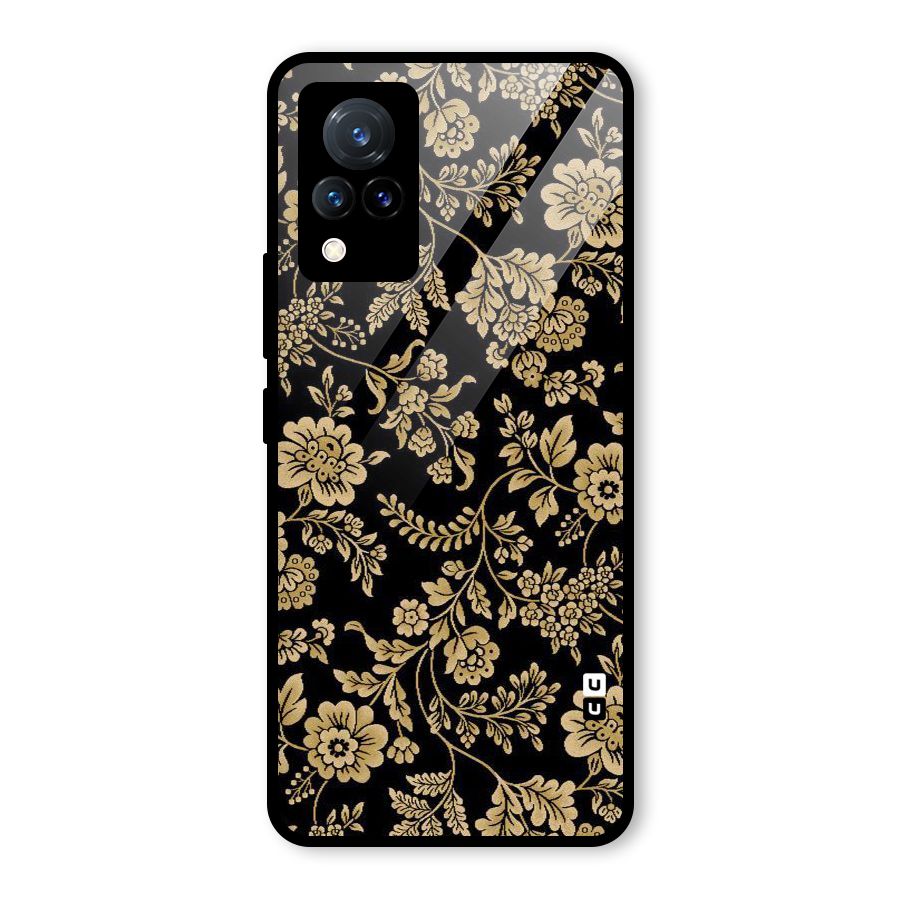 Aesthetic Golden Design Glass Back Case for Vivo V21 5G