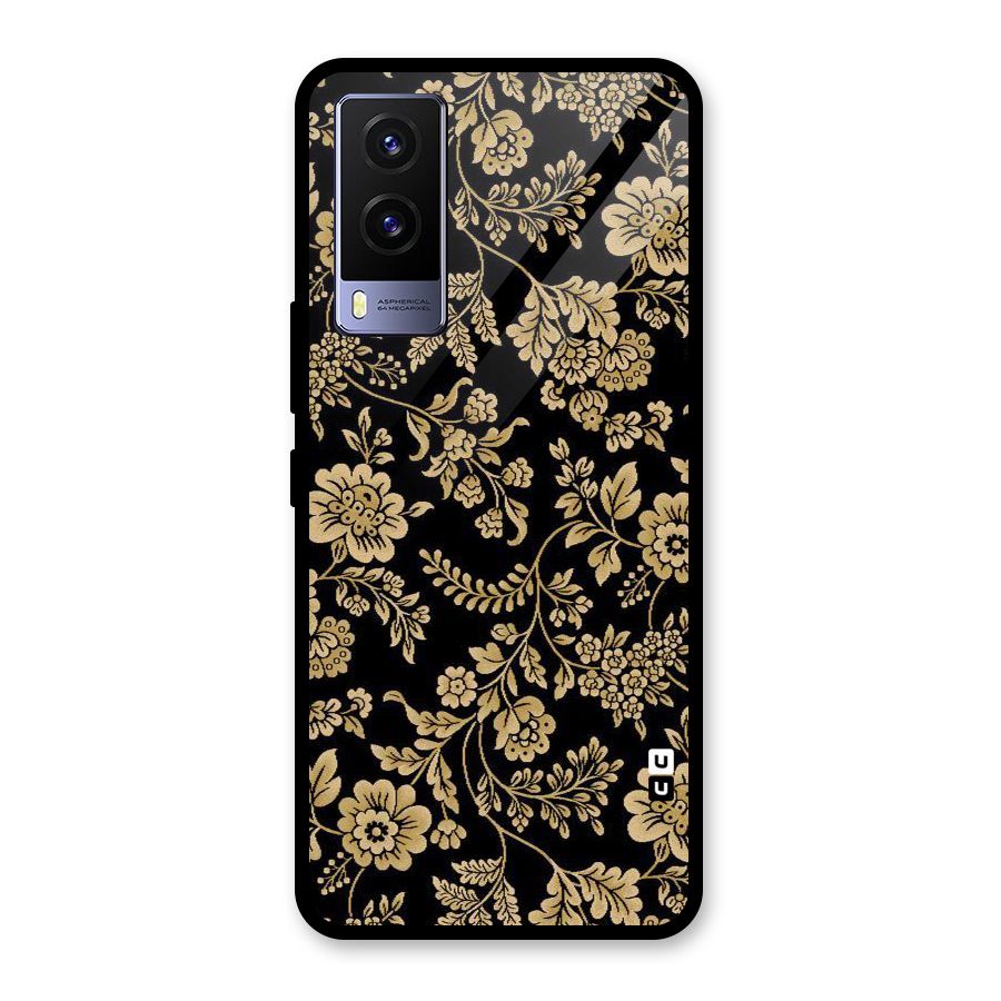 Aesthetic Golden Design Glass Back Case for Vivo V21e 5G