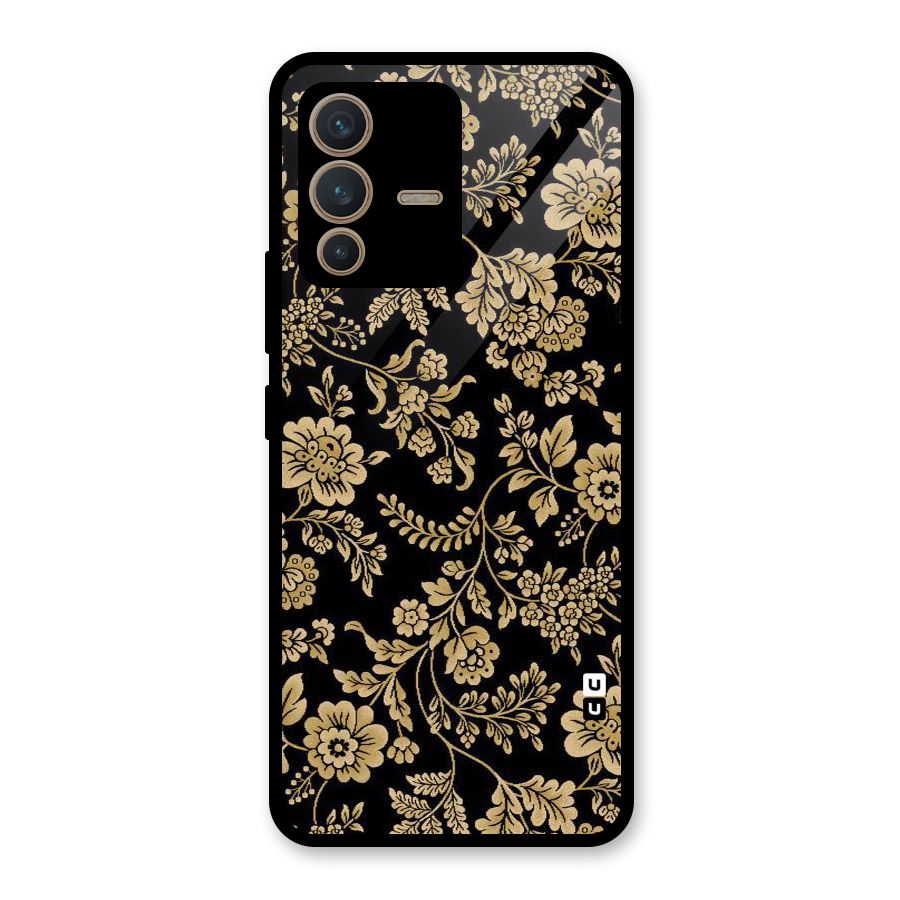 Aesthetic Golden Design Glass Back Case for Vivo V23 5G