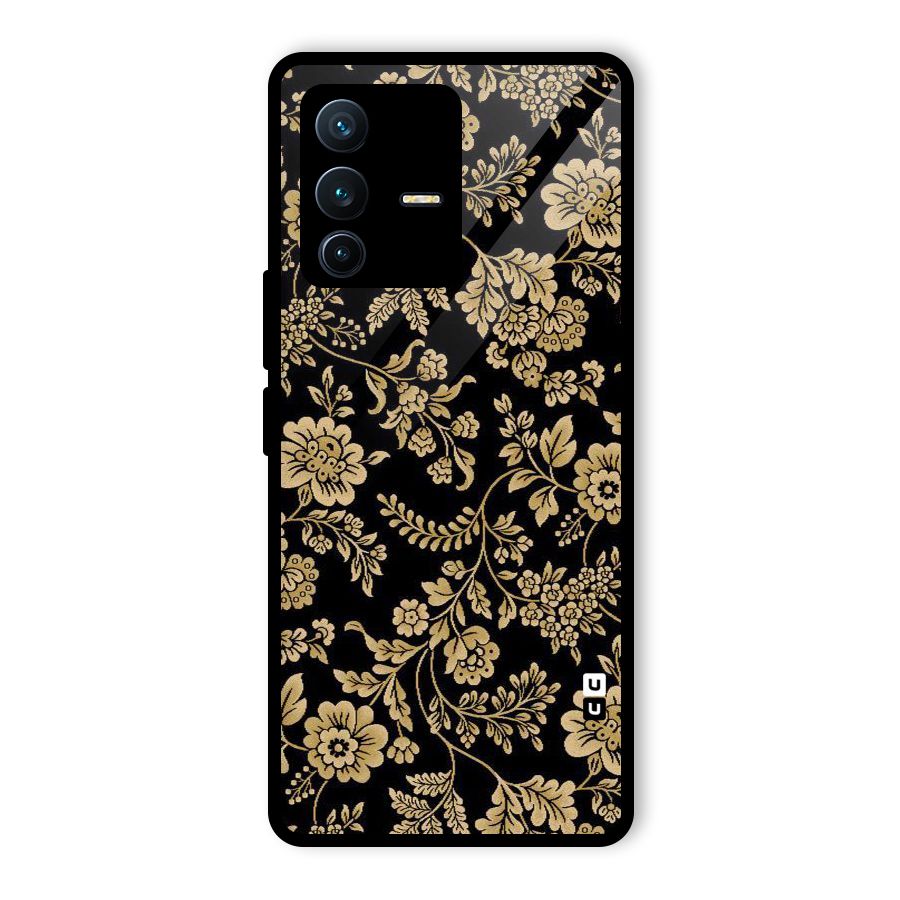 Aesthetic Golden Design Glass Back Case for Vivo V23 Pro