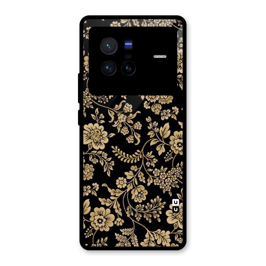 Aesthetic Golden Design Glass Back Case for Vivo X80