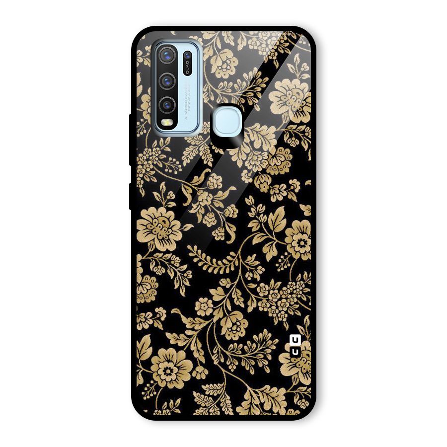 Aesthetic Golden Design Glass Back Case for Vivo Y30
