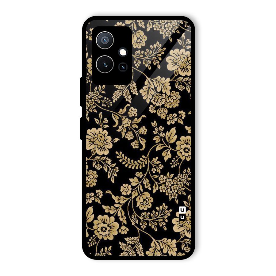 Aesthetic Golden Design Glass Back Case for Vivo Y75 5G