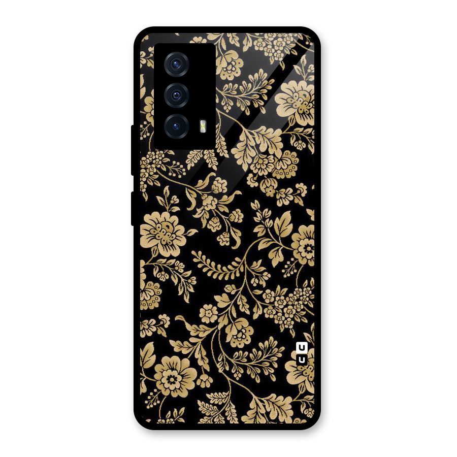 Aesthetic Golden Design Glass Back Case for Vivo iQOO Z5