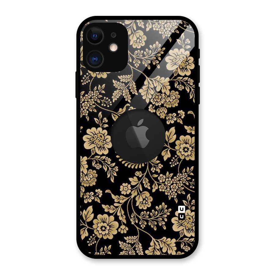 Aesthetic Golden Design Glass Back Case for iPhone 11 Logo Cut