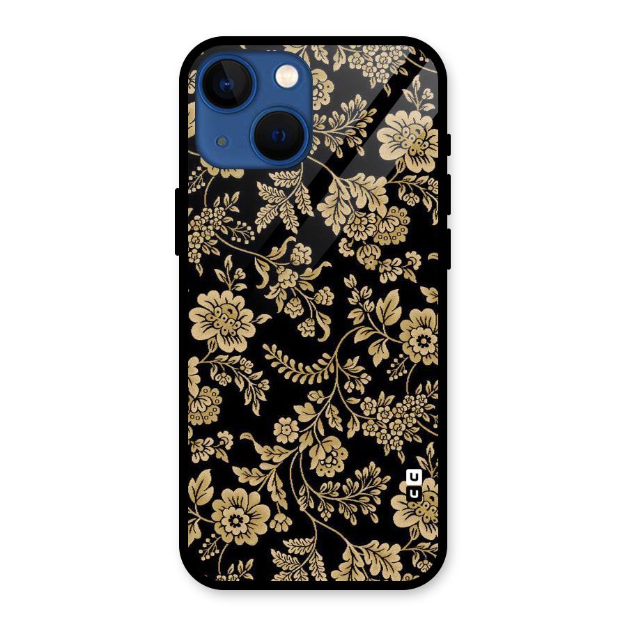 Aesthetic Golden Design Glass Back Case for iPhone 13 Mini