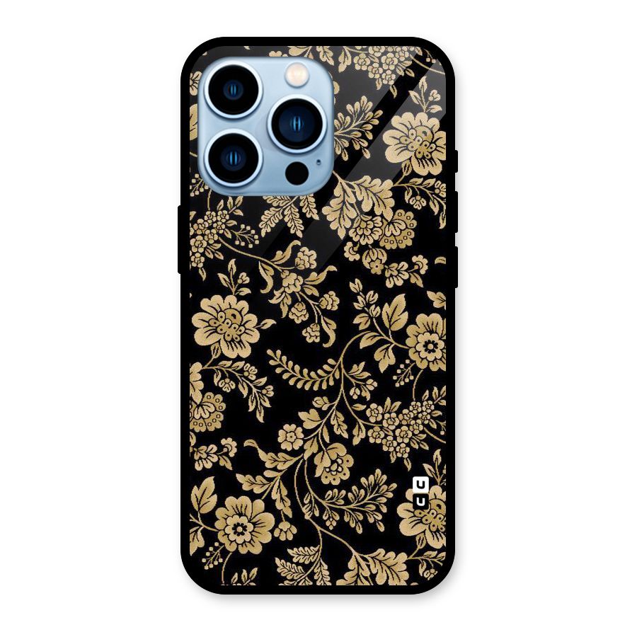 Aesthetic Golden Design Glass Back Case for iPhone 13 Pro