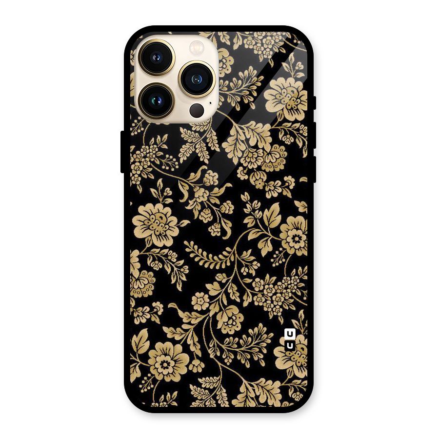 Aesthetic Golden Design Glass Back Case for iPhone 13 Pro Max
