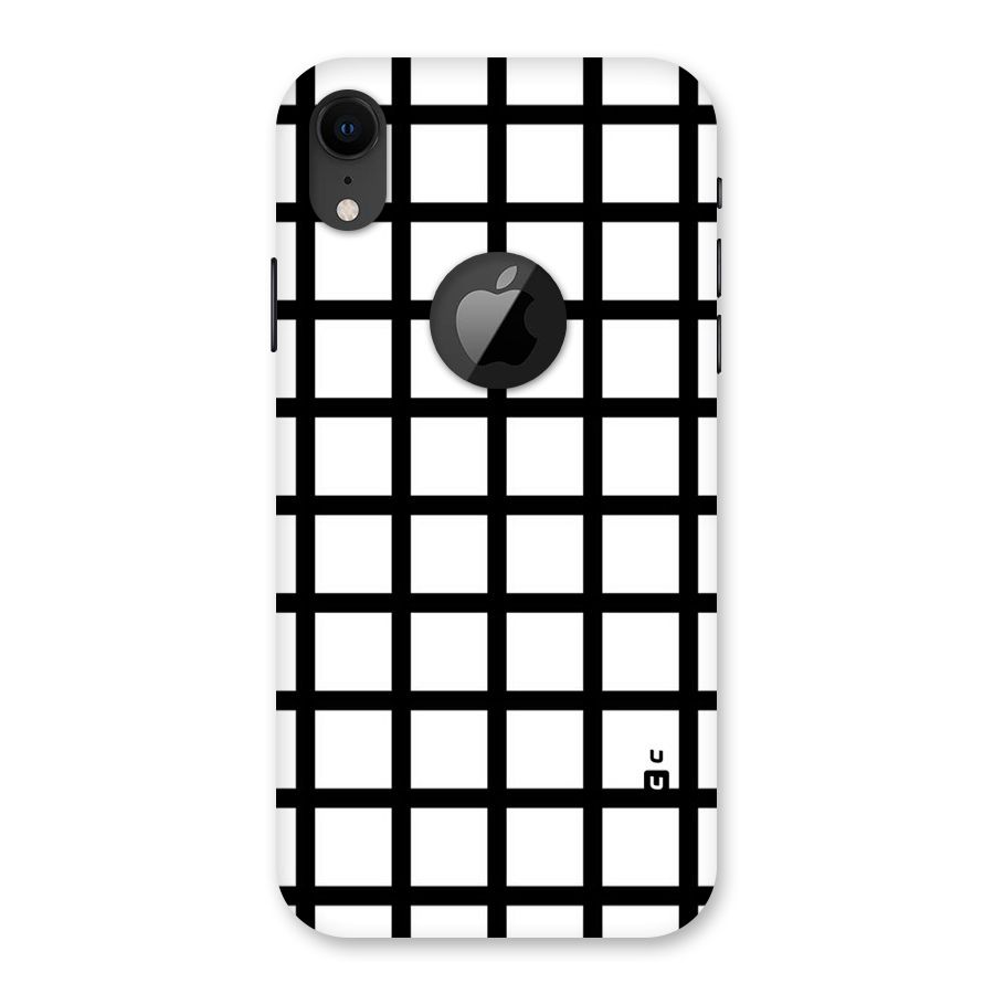 Aesthetic Grid Lines Back Case for iPhone XR Logo Cut