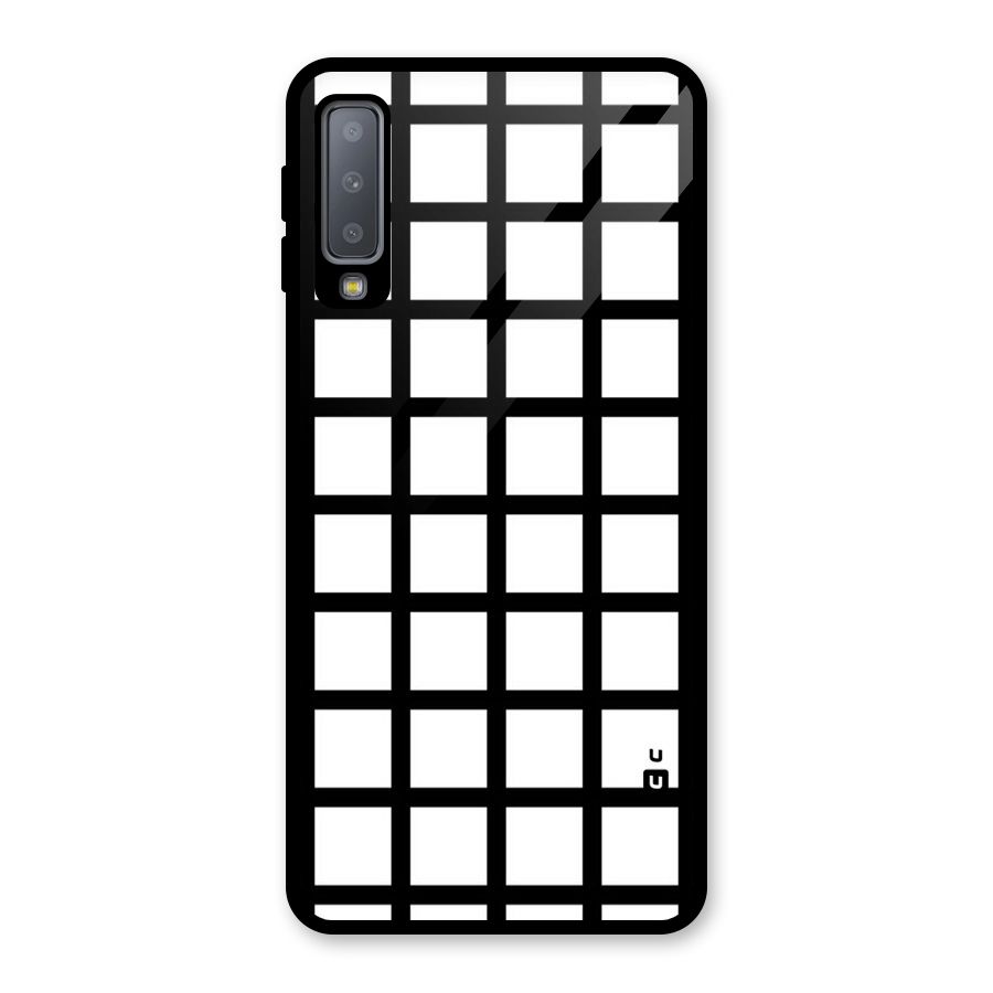 Aesthetic Grid Lines Glass Back Case for Galaxy A7 (2018)