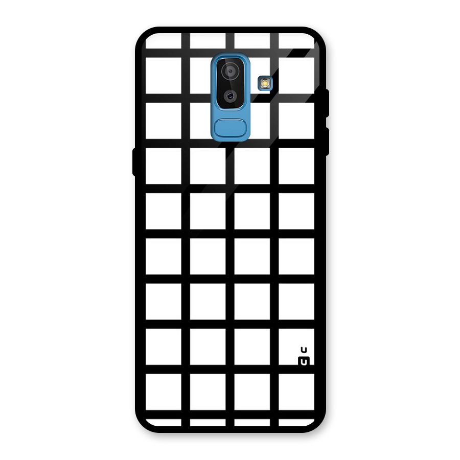 Aesthetic Grid Lines Glass Back Case for Galaxy J8