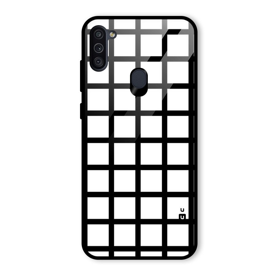 Aesthetic Grid Lines Glass Back Case for Galaxy M11