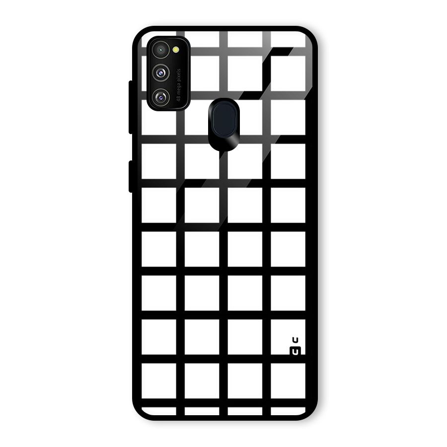 Aesthetic Grid Lines Glass Back Case for Galaxy M30s