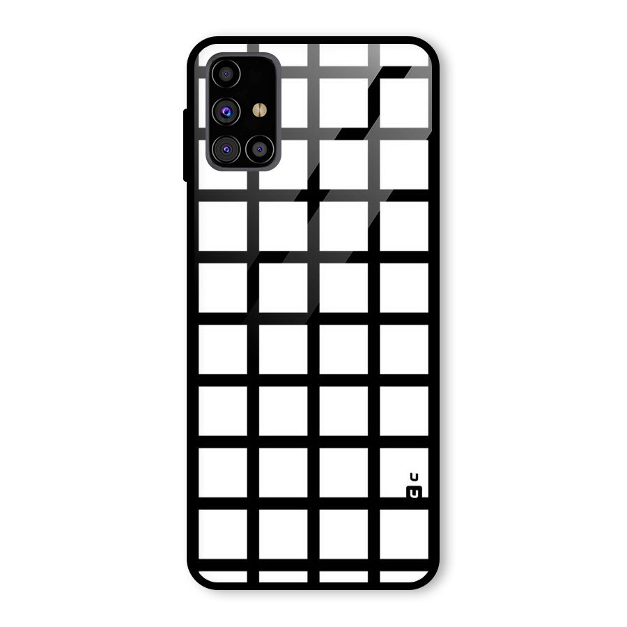 Aesthetic Grid Lines Glass Back Case for Galaxy M31s