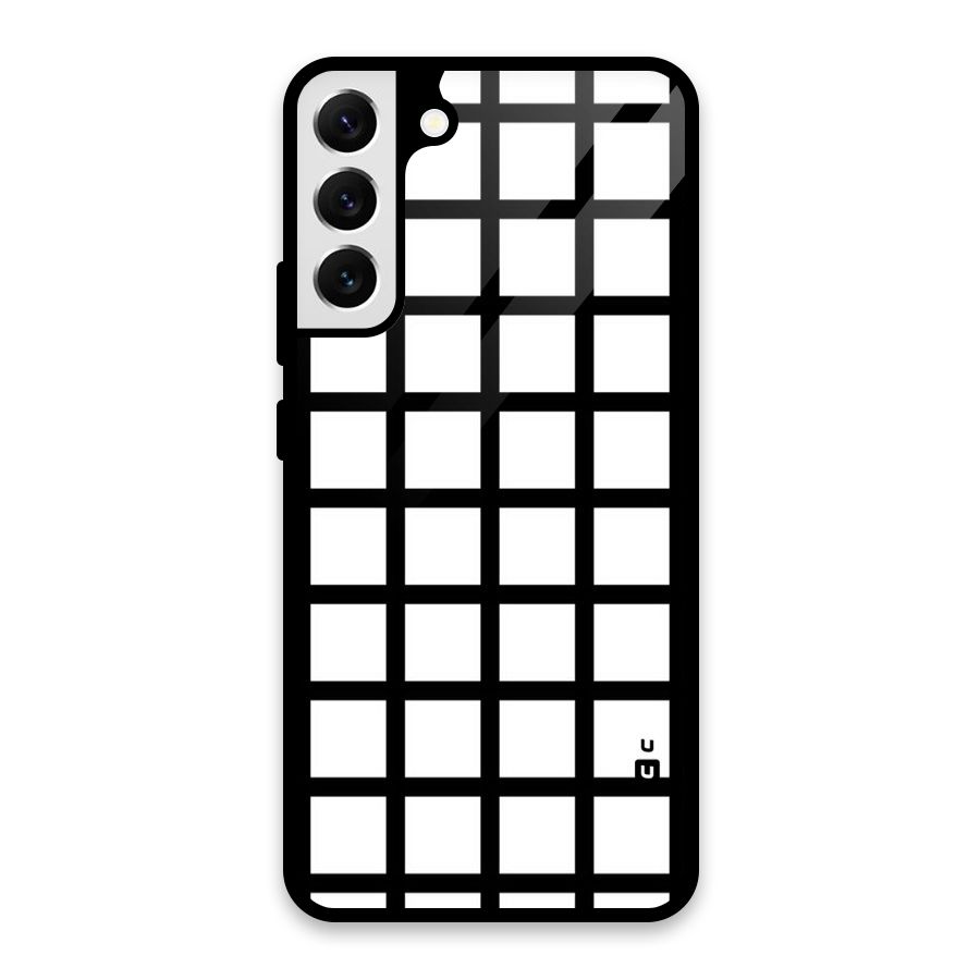 Aesthetic Grid Lines Glass Back Case for Galaxy S22 Plus 5G