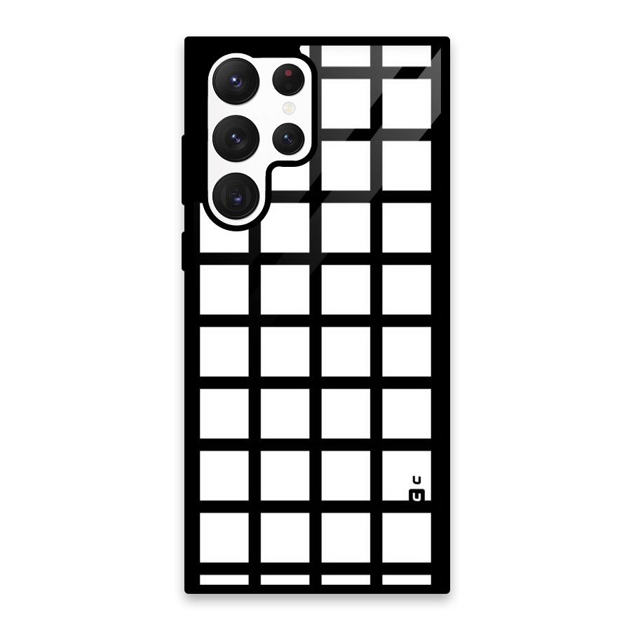 Aesthetic Grid Lines Glass Back Case for Galaxy S22 Ultra 5G