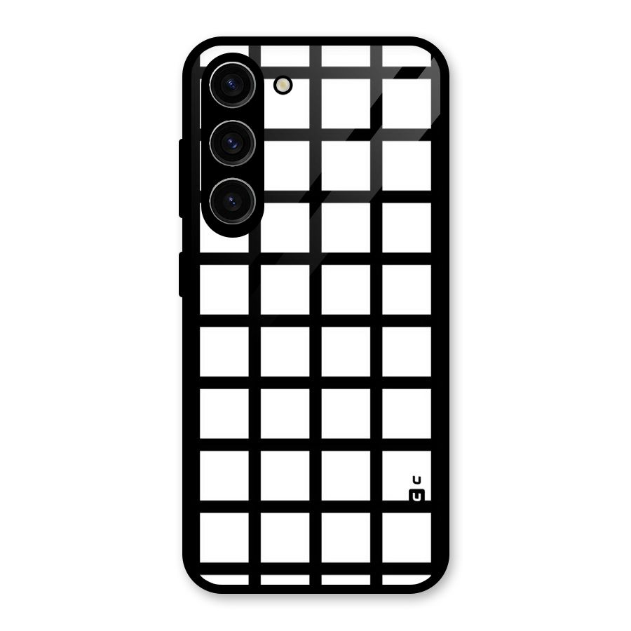 Aesthetic Grid Lines Glass Back Case for Galaxy S23
