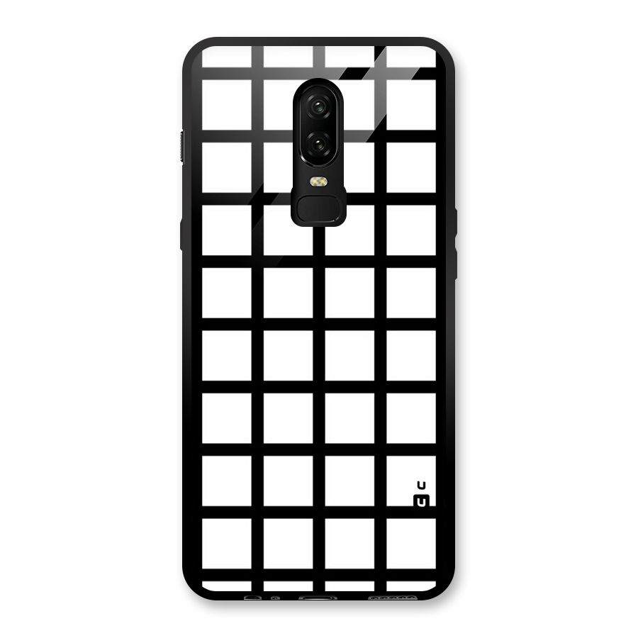 Aesthetic Grid Lines Glass Back Case for OnePlus 6