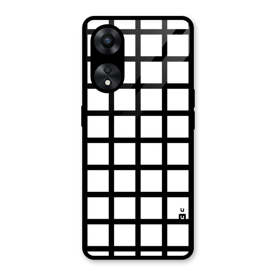 Aesthetic Grid Lines Glass Back Case for Oppo A78