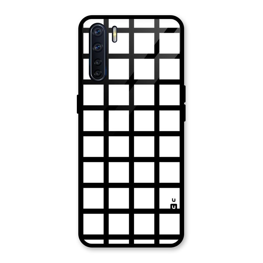 Aesthetic Grid Lines Glass Back Case for Oppo F15