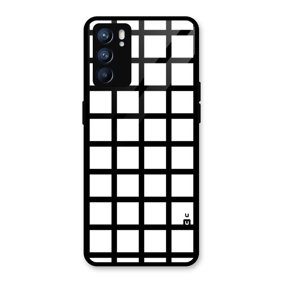 Aesthetic Grid Lines Glass Back Case for Oppo Reno6 5G
