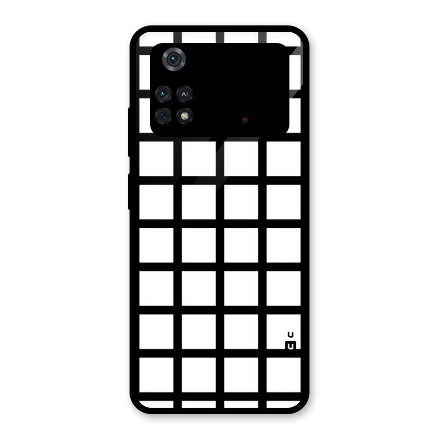 Aesthetic Grid Lines Glass Back Case for Poco M4 Pro 4G