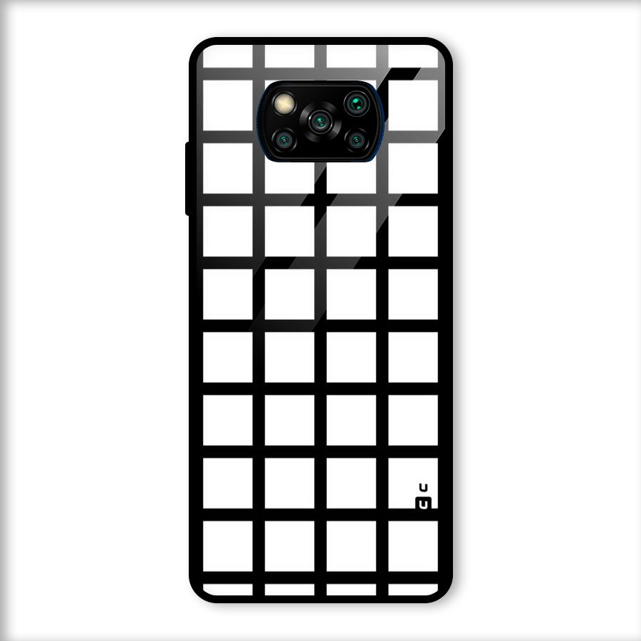 Aesthetic Grid Lines Glass Back Case for Poco X3