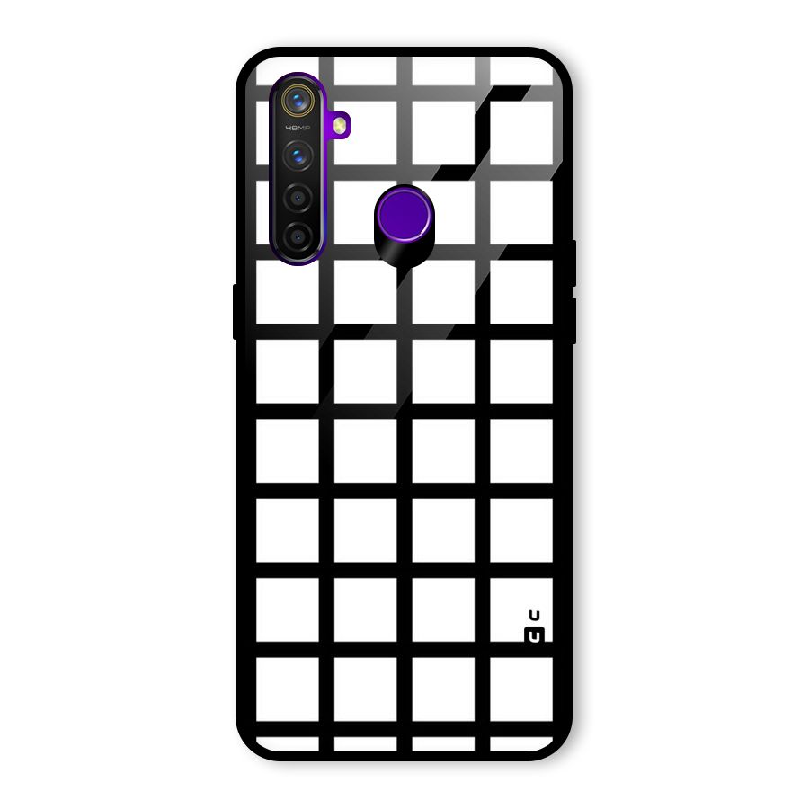 Aesthetic Grid Lines Glass Back Case for Realme 5 Pro