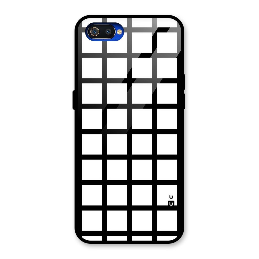 Aesthetic Grid Lines Glass Back Case for Realme C2