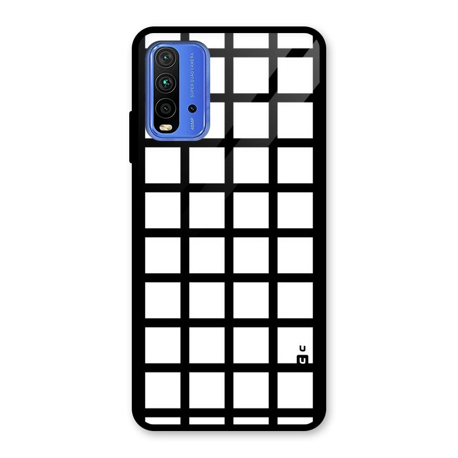 Aesthetic Grid Lines Glass Back Case for Redmi 9 Power