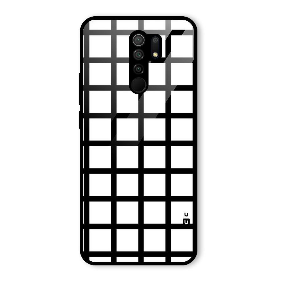 Aesthetic Grid Lines Glass Back Case for Redmi 9 Prime